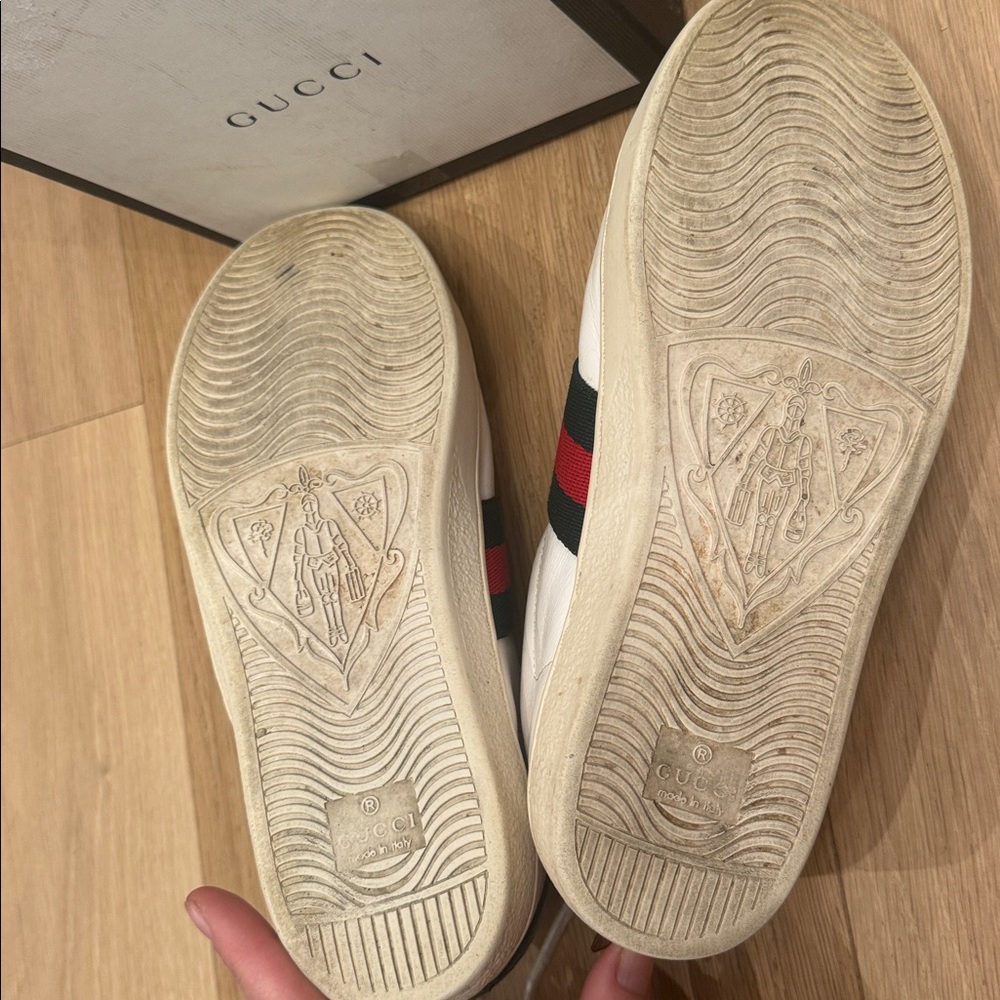 Gucci ace scrape sneakers silver spikes size 36 see photos have been worn green - Picture 8 of 9